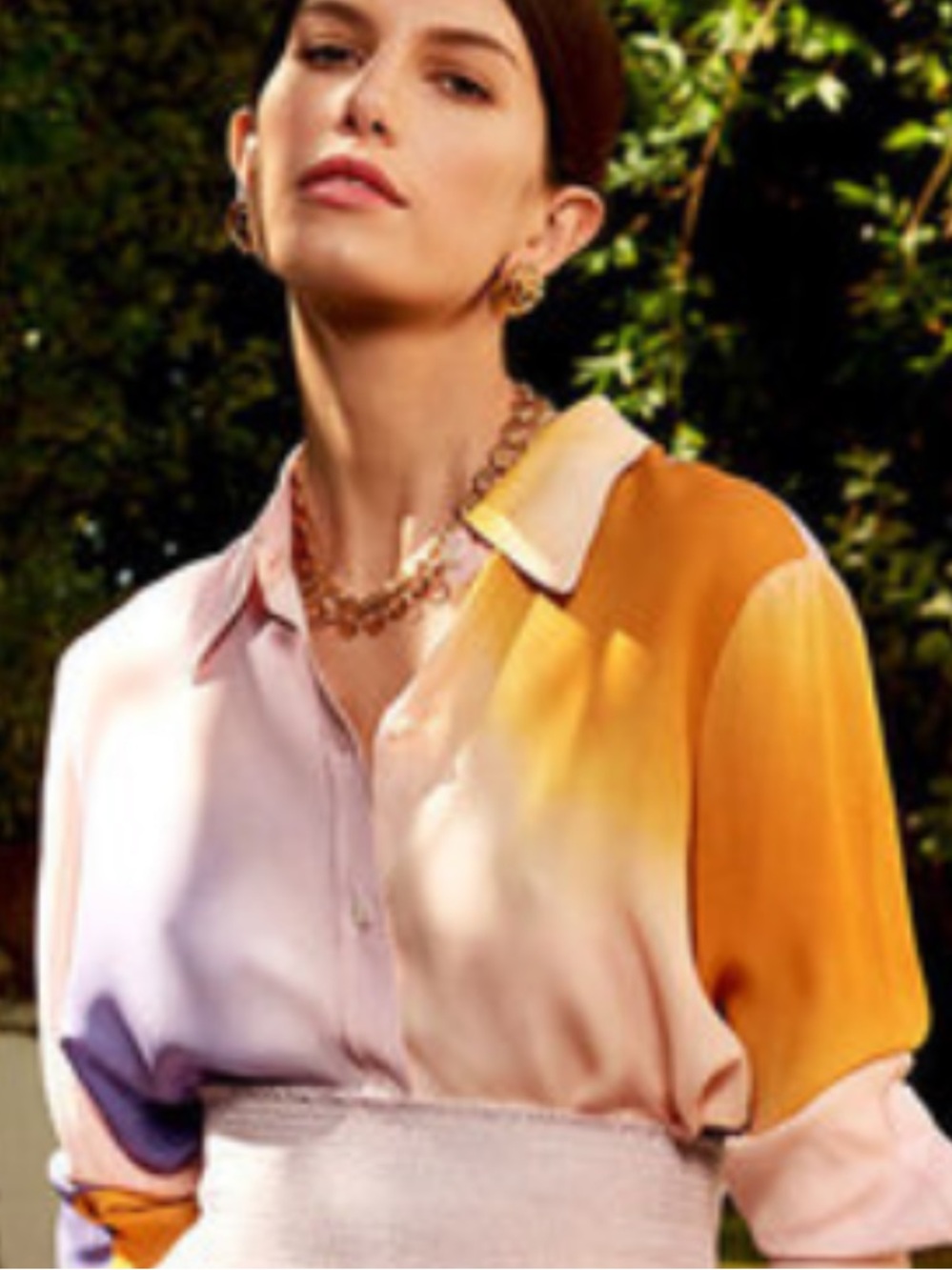 A.L.C. Silk Dip Dye Pastel Long Sleeve Women's Blouse